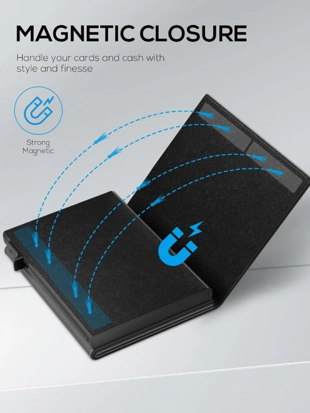 Slim RFID Blocking Wallet for Men - Minimalist Pop Up Card Holder, Leather